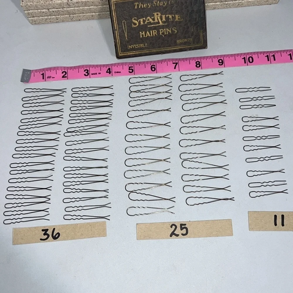 STA-RITE Vintage The Stay In Hair Pins Invisible Bronze